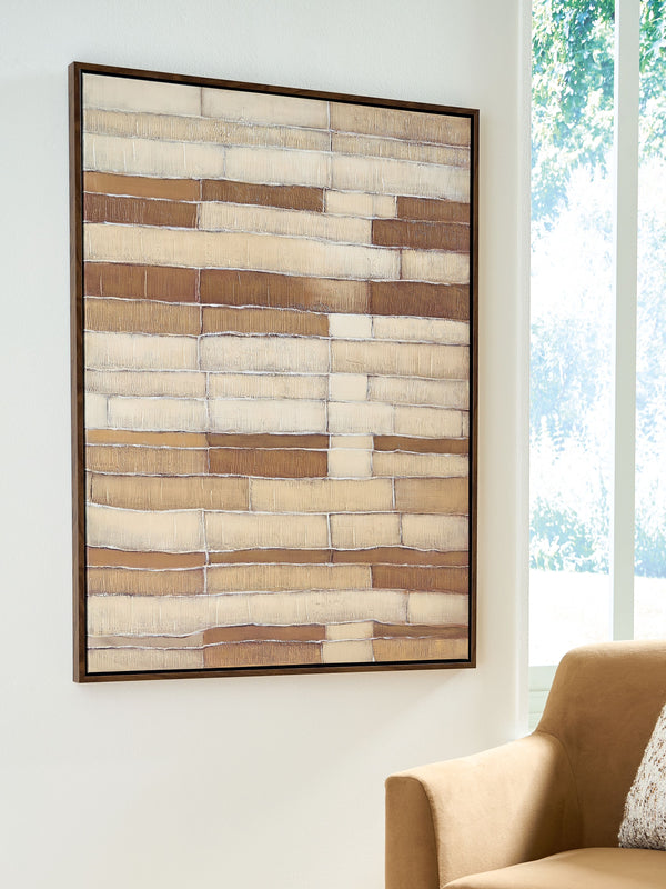  this wall art grounds contemporary spaces with inspired style. An abstract grid design in brown