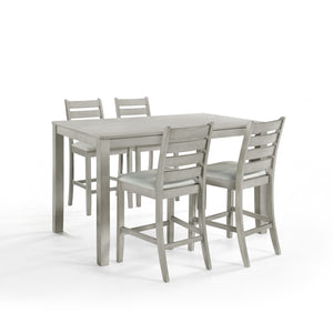 Discover the Pascal 5 Piece Counter Height Dining Room Set in Driftwood Gray, featuring a wood counter dining table and four counter chairs. This set is crafted from a durable combination of solid Rubberwood and manufactured woods, ensuring long-lasting q