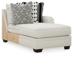This right-arm facing corner chaise is made with polyester/linen/viscose upholstery. Pairs with other items in the series to make a sectional.<br><br><b>Additional Dimensions</b><br><ul><li>Arm height: 27-"</li><li>Seat depth: 50-"</li><li>Seat height: 21