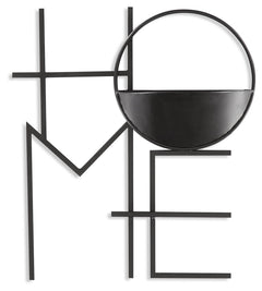 Create an interesting focal point in your indoor or outdoor space with this wall planter. A sculpted metal frame spelling the word -"Home-" houses a single planter to display herbs, succulents, small plants or greenery to complement your existing decor.<b