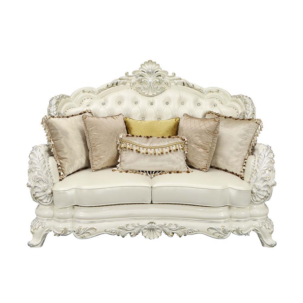 Be the talk of the town with the immaculate Adara sofa. The sofa features a traditional camel back design and a button-tufted backrest for those timeless details. Boasting an extravagant crown molding that is perched on top as a wow factor. The armrests a