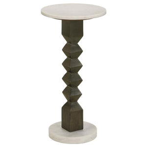 Put a kick in casual home dÃ©cor with a style that suits your whim. This side table offers a charming design and a contrasting palette, perfect for accentuating a contemporary space. A crisp geometric motif takes a page from Old World aesthetics in a tabl