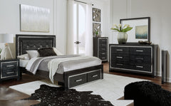 Rest easy. The luxurious look youâ€™ve been dreaming of is yours for the takingâ€”at a price sure to put you at ease. This storage bedroom group brings a sense of old Hollywood with a contemporary flair. A deep, dark finish, faceted chrome-tone accents an