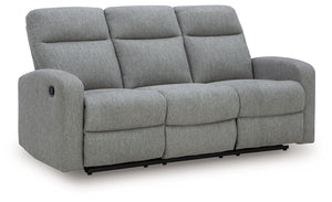 Everyday relaxation, made easy. This reclining sofa takes you back to the basics with simply stylish comfort. With an easygoing neutral hue and classic design, it seamlessly adapts to your living room aesthetic. Pull tab reclining effortlessly takes you f