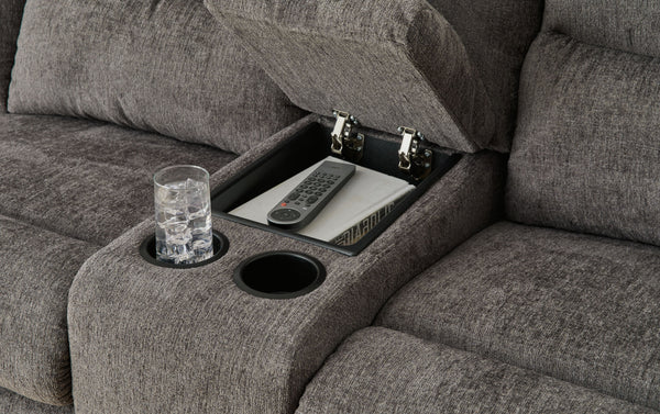 Museum - Pewter - 2-Piece Reclining Sectional With Raf Reclining Loveseat With Console