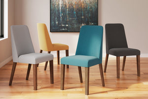  capturing the architectural language of mid-century stylings. The seat invites the eye with a soft-edged silhouette and mustard yellow cushion. A