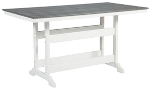 Gather friends and neighbors on the back deck or poolside to enjoy good times and make happy memories. Designed for easy-breezy living, this two-tone counter height outdoor dining table is made of durable MEGA-TUFFÂ® HDPE material to withstand harsh weath