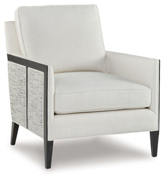 This accent chair completes your lounge area in chic, contemporary style. Itâ€™s a fashion-forward take on geometric patterns, with the exterior fabric in varying neutral hues contrasting the ivory seat. With this chair, your trendy interior is upgraded w