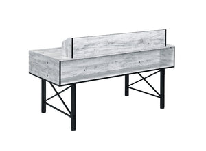  the Safea Desk features rustic casegood paired with a double pedestal metal base for a interesting contrast. Above the desk