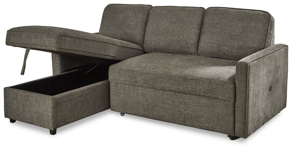 Kerle - Charcoal - Left Arm Facing Chaise with Pop Up Bed 2 Pc Sectional