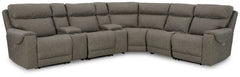 Destination: chic comfort. This power reclining sectional launches your living room into superior form with stellar attention to detail. Exemplifying attainable luxury, its handsome hue has an air of sophistication youâ€™ll long to lounge in. And when you