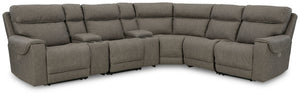 Destination: chic comfort. This power reclining sectional launches your living room into superior form with stellar attention to detail. Exemplifying attainable luxury, its handsome hue has an air of sophistication youâ€™ll long to lounge in. And when you