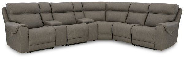 Destination: chic comfort. This power reclining sectional launches your living room into superior form with stellar attention to detail. Exemplifying attainable luxury, its handsome hue has an air of sophistication youâ€™ll long to lounge in. And when you