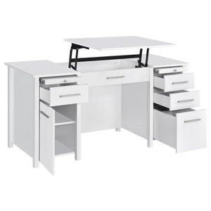 Dylan - 4-Drawer Lift Top Office Desk - White High Gloss