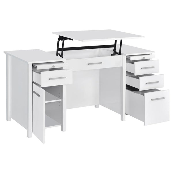 Dylan - 4-Drawer Lift Top Office Desk - White High Gloss