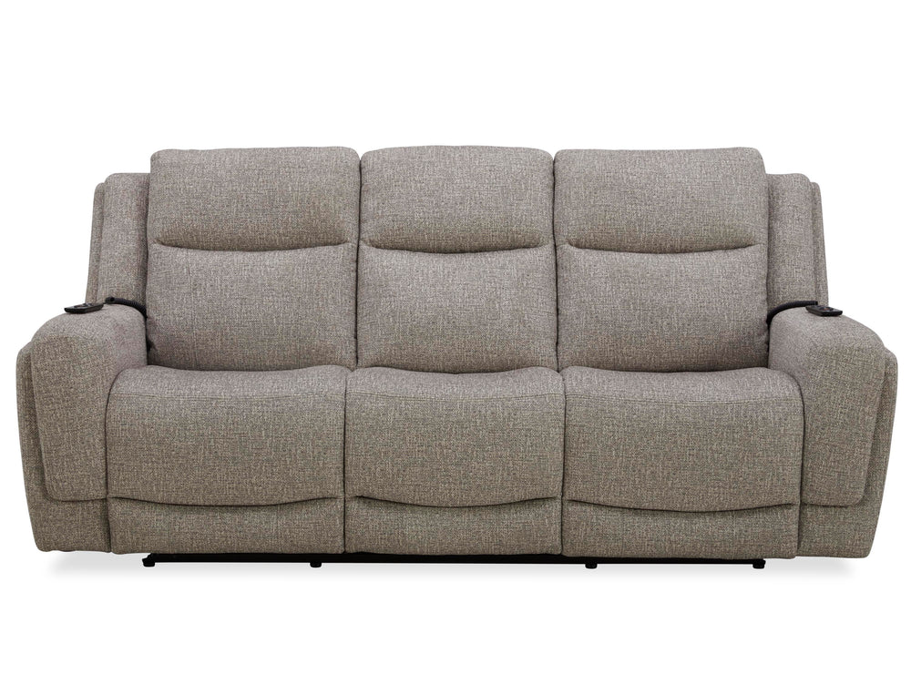 Penfield offers a remote control for a zero-gravity recline, power headrest, lumbar support, and heat and massage features for added relaxation. Made from durable and soft 100% polyester fabric, the Penfield has stylish two-tiered track arms. The sofa inc