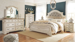 Traditional cottage design. Antiqued two-tone finish featuring chipped white cases with distressed wood finished tops. Tops feature Oak veneers, while the cases are made with engineered wood substrates and Poplar solids. Framed drawer fronts and overlay d