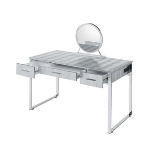 Myles - Vanity Desk - Antique White & Chrome Finish
