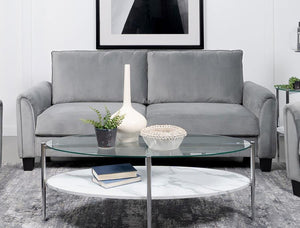  the sofa is a lovely focal point for a living room seating group