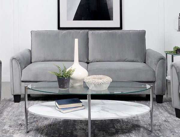 the sofa is a lovely focal point for a living room seating group