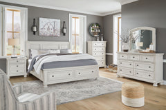 Robbinsdale - 6 Pc. - Dresser, Mirror, Chest, California King Sleigh Bed With 2 Storage Drawers - Antique White
