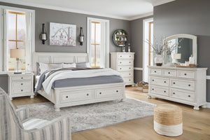 Robbinsdale - 7 Pc. - Dresser, Mirror, Queen Sleigh Bed with 2 Storage Drawers, 2 Nightstands - Antique White