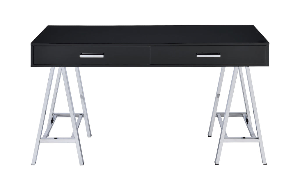  with its high gloss finished top with 2 drawers. It will serve as the perfect place to hold all of your often used supplies. The base is made up of 2 -"sawhorse-" designed legs finished in chrom