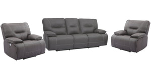 Spartacus - Power Reclining Sofa And 2 Recliners - Haze