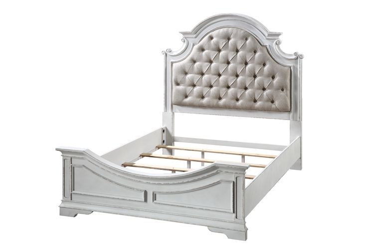 Box Spring Required, Padded Headboard, Button Tufted Headboard, Side Metal Glide Drawer, English Dovetail Front & Back, Felt Lined Top Drawer, 2/3 Extension Drawer, Peel Off Style<br/><br/><b>Product Features</b><ul><li>Box Spring Requiredâ€§Padded Headbo