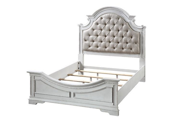 Box Spring Required, Padded Headboard, Button Tufted Headboard, Side Metal Glide Drawer, English Dovetail Front & Back, Felt Lined Top Drawer, 2/3 Extension Drawer, Peel Off Style<br/><br/><b>Product Features</b><ul><li>Box Spring Requiredâ€§Padded Headbo