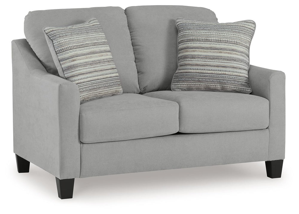 Simply chic comfort. This loveseatâ€™s versatile character is instantly at home where you are, whether your space is casual or contemporary. With the look of suede velvet, you get the ultra-clean, tailored look you love. Howâ€™s that for refined relaxatio