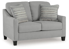 Simply chic comfort. This loveseatâ€™s versatile character is instantly at home where you are, whether your space is casual or contemporary. With the look of suede velvet, you get the ultra-clean, tailored look you love. Howâ€™s that for refined relaxatio