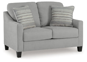 Simply chic comfort. This loveseatâ€™s versatile character is instantly at home where you are, whether your space is casual or contemporary. With the look of suede velvet, you get the ultra-clean, tailored look you love. Howâ€™s that for refined relaxatio