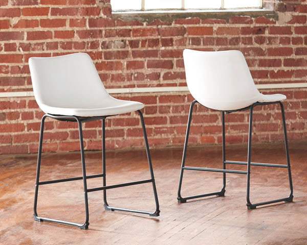  this bar stool serves up a fresh twist on mid-century inspired style. Contrasting white faux leather upholstery adds to the aesthetic. What a timeless look for eat-in kitchens and casually