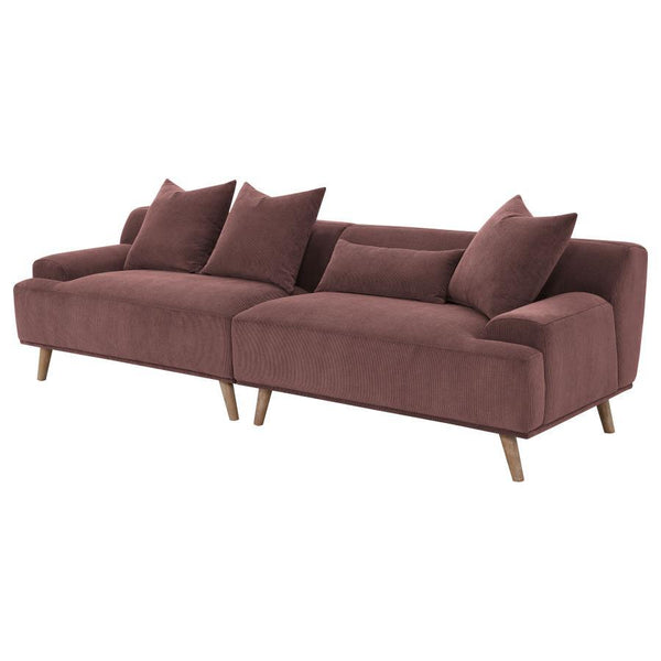  this sofa offers an appealing texture and plush comfort with f
