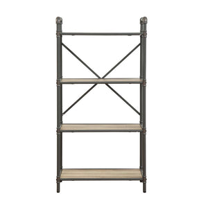  it-'s easy to see why the Itzel bookcase is a bestseller. The sandy gray frame is sleek