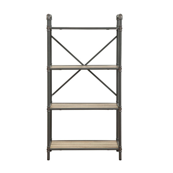  it-'s easy to see why the Itzel bookcase is a bestseller. The sandy gray frame is sleek