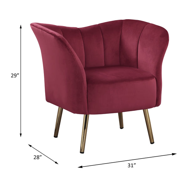 Reese Accent Chair - Burgundy Velvet & Gold