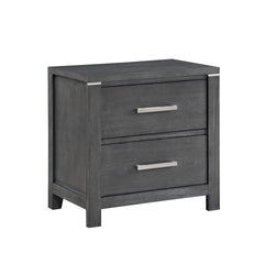 The Odessa Bedroom Collection embodies modern sophistication and luxurious comfort. Crafted with high-quality pine solids and Mindy Veneers, this collection showcases the perfect blend of durability and beauty. The charcoal gray finish with white hangup a