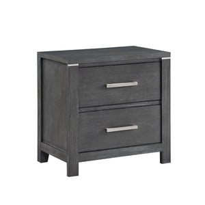 The Odessa Bedroom Collection embodies modern sophistication and luxurious comfort. Crafted with high-quality pine solids and Mindy Veneers, this collection showcases the perfect blend of durability and beauty. The charcoal gray finish with white hangup a