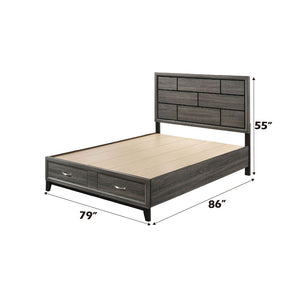 Valdemar - Eastern King Bed - Weathered Gray - 55"