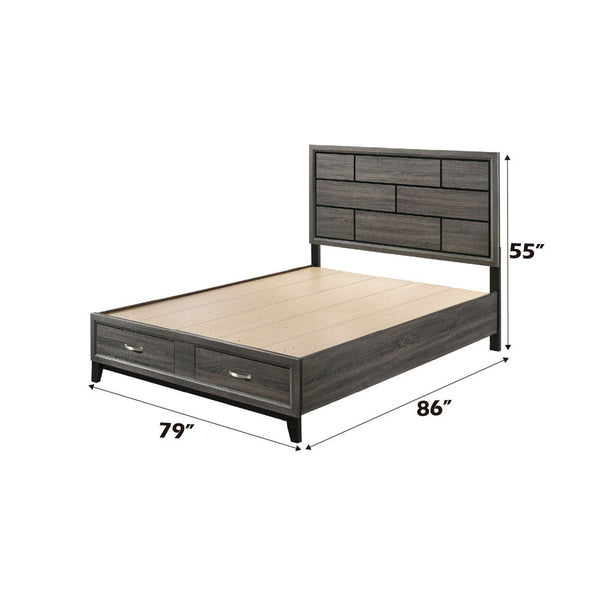 Valdemar - Eastern King Bed - Weathered Gray - 55"