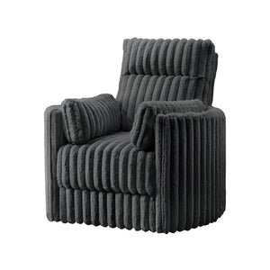 The Embrace Swivel Living Room Accent Chair in charcoal gray combines comfort and style with practical functionality. Upholstered in 100% charcoal gray polyester fabric with a soft, blanket-like texture, this chair is designed for ultimate relaxation. It 