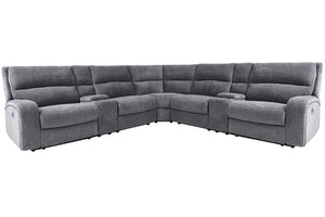 Polaris - 7 Piece Modular Power Reclining Sectional With Power Adjustable Headrests - Bizmark Gray