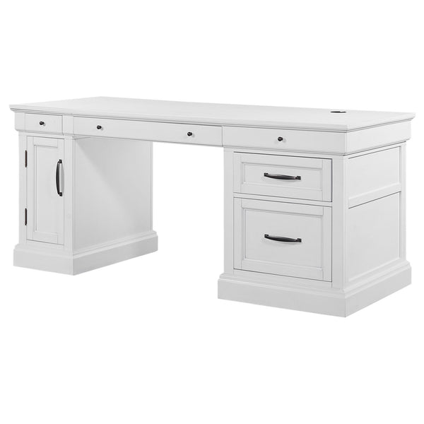 This classically refreshed pedestal desk is the perfect blend of timeless elegance and modern functionality. This stunning desk has been updated with traditional styling that complements today-'s homes, making it a perfect fit for any decor. Crafted in an