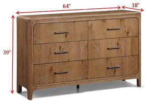 designed to blend modern simplicity with rustic charm. The centerpiece features a beautifully upholstered headboard framed in a rich