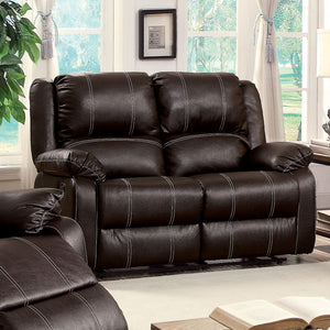 The Zuriel reclining sofa collection is a wonderful choice for any family room, combines luxurious faux leather with the comfort of padded, reclining seating. Comfortable contoured seats, soft to the touch while the reclining footrests offer full leg supp
