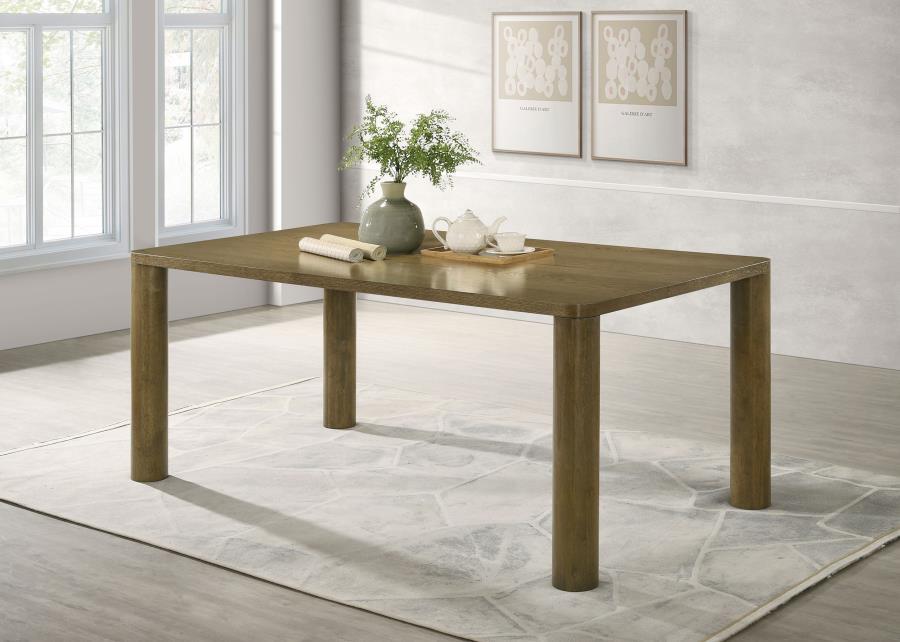 Create an inviting focal point in your dining room or breakfast nook with a modern wood dining table. Its rectangular profile is the ultimate in versatility, perfect for savoring meals with friends and family. A brown finish over oak veneer brings invitin