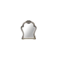 Mirror with Beveled Edge () Shape: Arched w/Raised Scrolled Trim (Poly-Resin Moldings)<br/><br/><b>Product Features</b><ul><li>Case: 1Pc/1Ctn</li><li>Finish: Vintage Bone White</li><li>Style: Traditional</li><li>Materials: Wood, Poly-Resin</li></ul><br/>