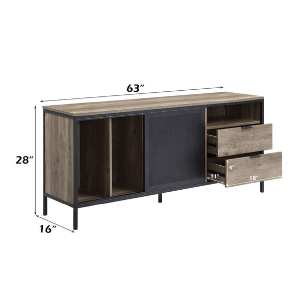 Nantan - TV Stand - Rustic Oak & Black Finish - 28"